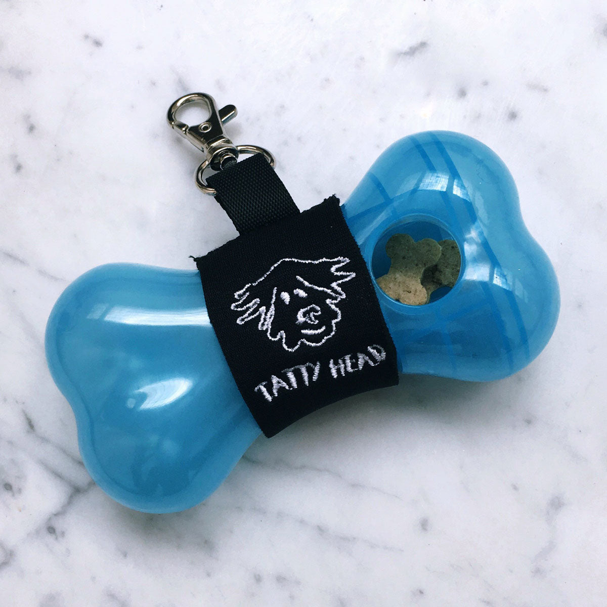 Blue Tatty Head Dog Treat Dispenser and Recall Training Aid front view