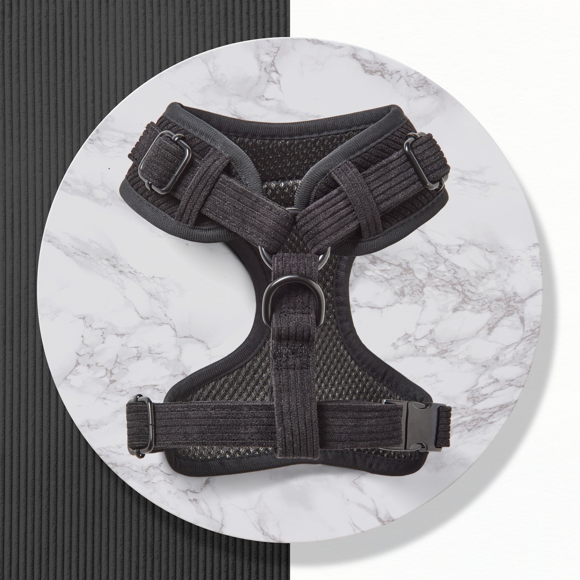Midnight Black Corduroy - Adjustable Dog Harness