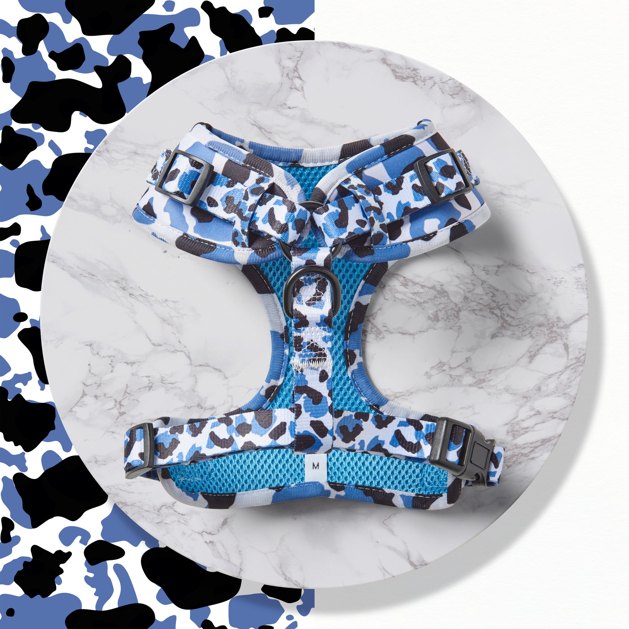 Blue Leopard Print - Adjustable Dog Harness