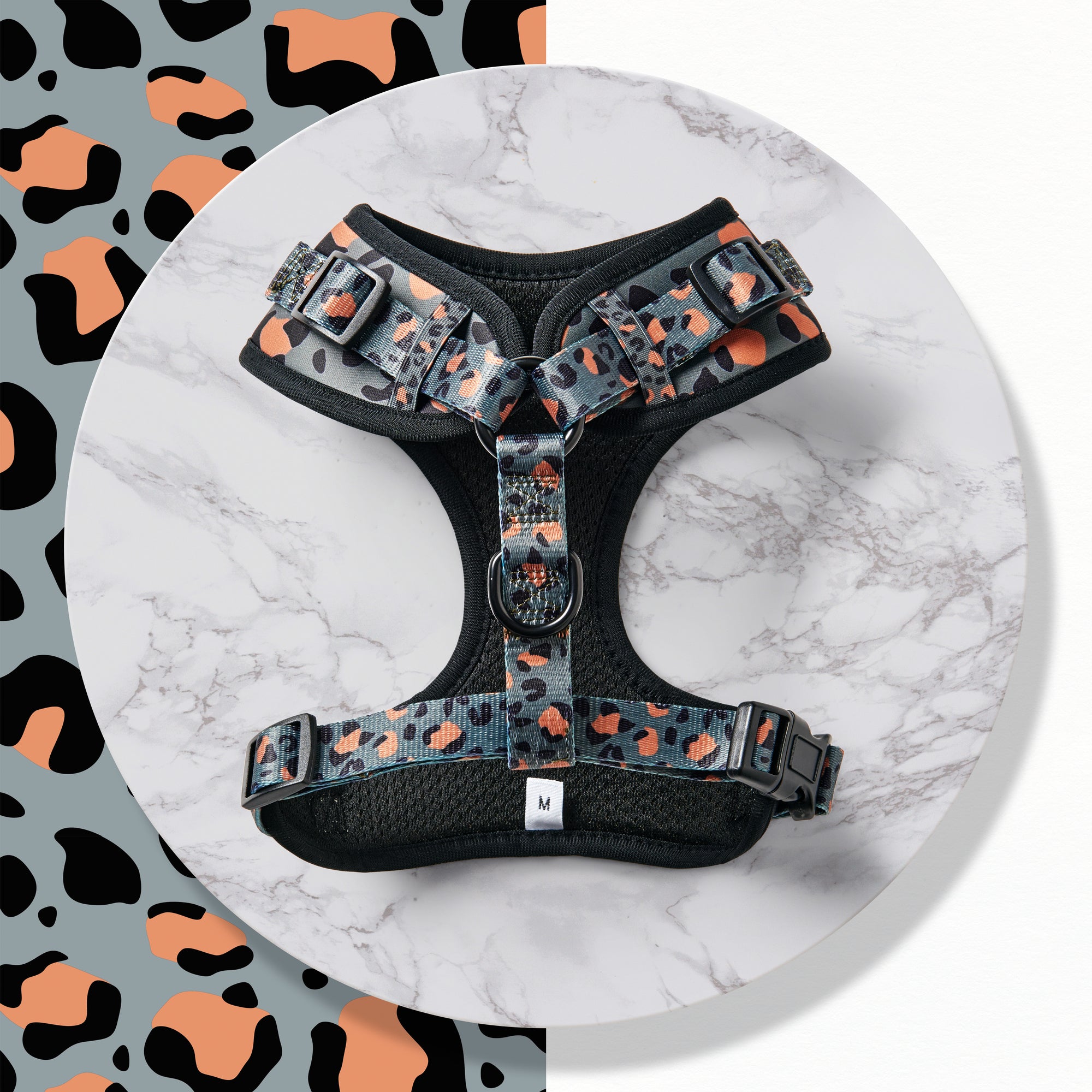 Khaki Safari Leopard Print - Adjustable Dog Harness
