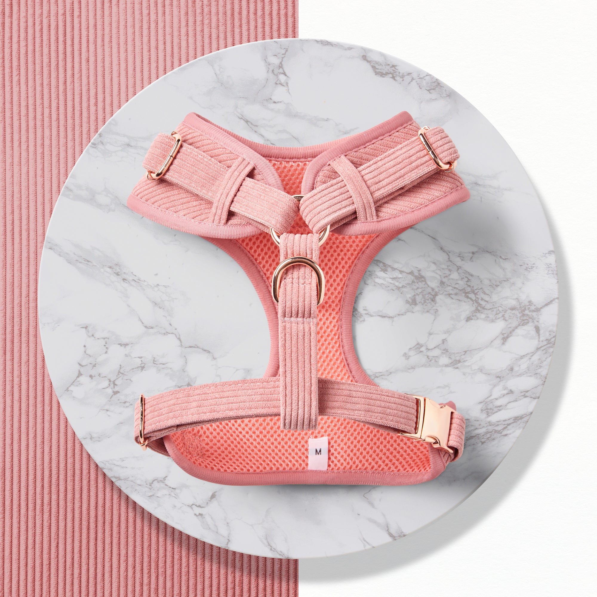 Petal Pink Corduroy Adjustable Dog Harness