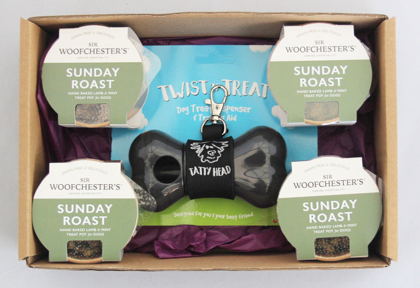 Grey Dispenser Combo Box With 4 Pots of Sunday Roast Treats