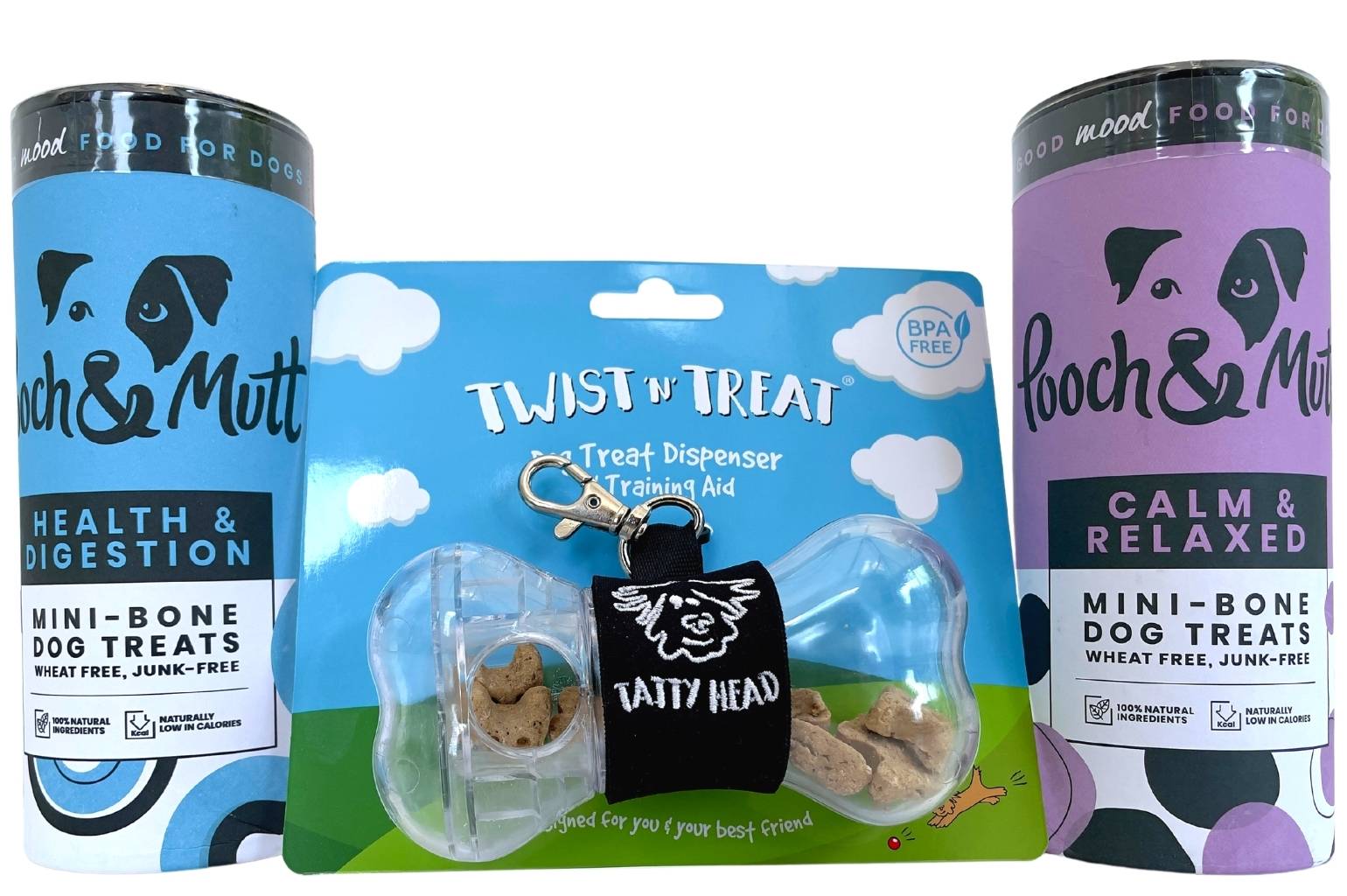 Clear Treat Dispenser and Dog Biscuit Duo Combo