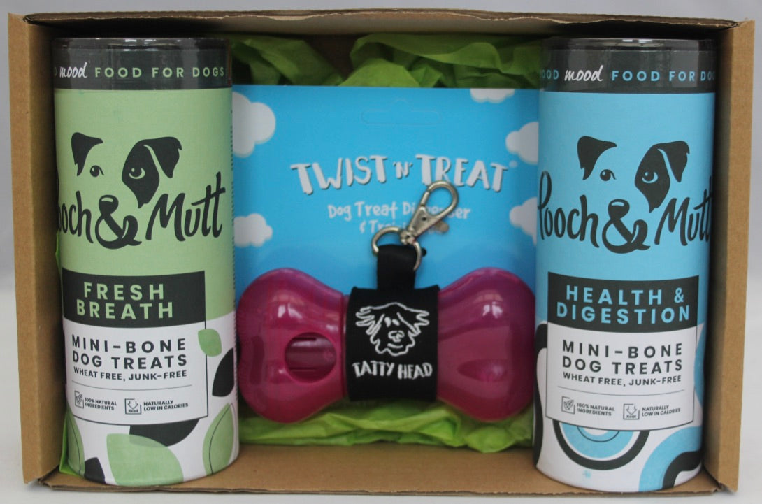Pink Treat Dispenser and Dog Biscuit Duo Combo